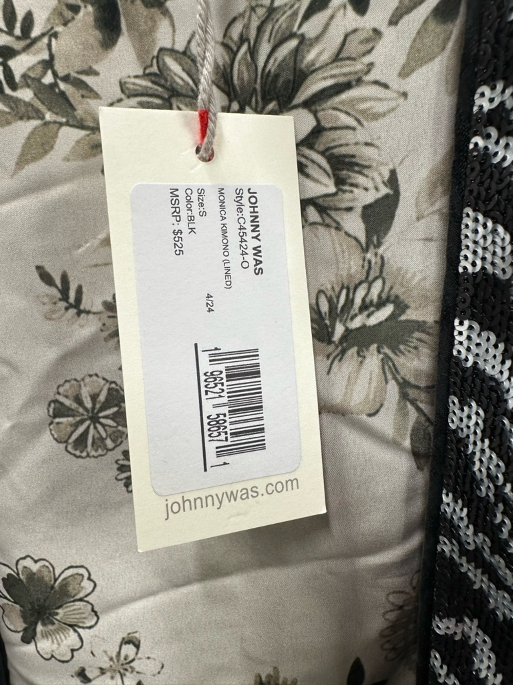 NEW Johnny Was Monica Kimono Sequin Tiger Floral Embroidery Black Jacquard Small - Picture 9 of 14